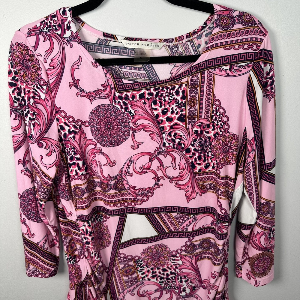 Peter NyGard Womens Medium Top Pink 3/4 Sleeve Chic Colorful Stretch Thin Y2K - Picture 8 of 12